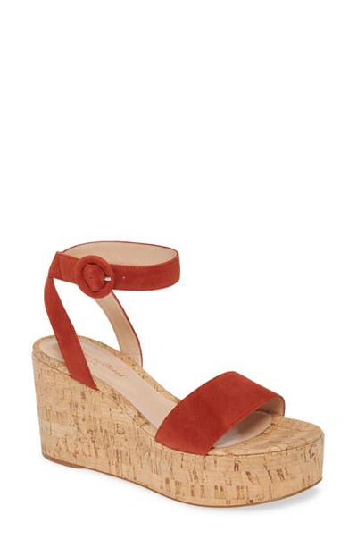 Shop Gianvito Rossi Platform Wedge Sandal In Crimson