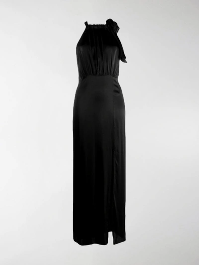 Shop Rotate Birger Christensen Draped Maxi Dress In Black