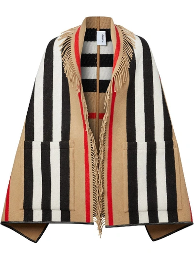 Shop Burberry Women's Beige Wool Poncho