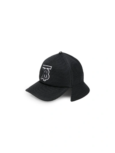 Shop Burberry Embroidered Monogram Baseball Cap In Black