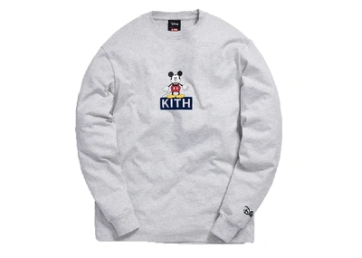 Pre-owned Kith X Disney 30s Mickey Standing Classic Logo L/s Tee Heather