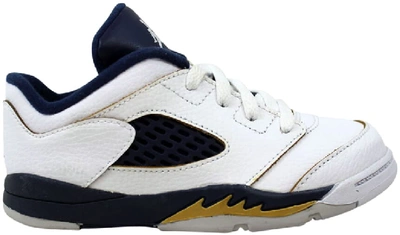 Pre-owned Jordan 5 Retro Low Dunk From Above White (td) In White/midnight Navy Metallic Gold