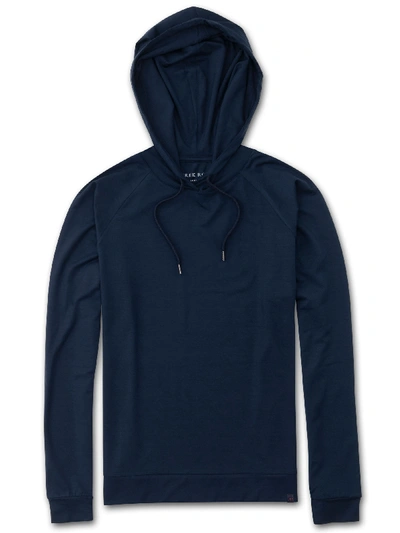 Shop Derek Rose Women's Pullover Hoodie Basel Micro Modal Stretch Navy