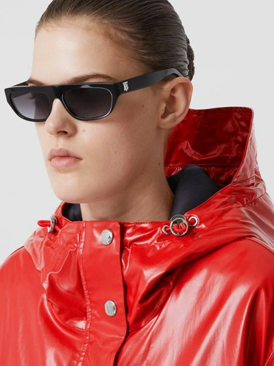 Shop Burberry Horseferry Print Coated Jersey Parka In Bright Red