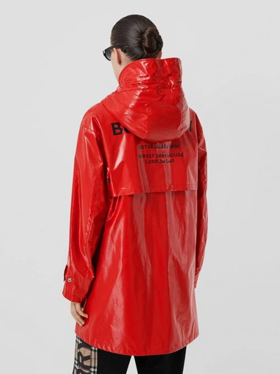 Shop Burberry Horseferry Print Coated Jersey Parka In Bright Red