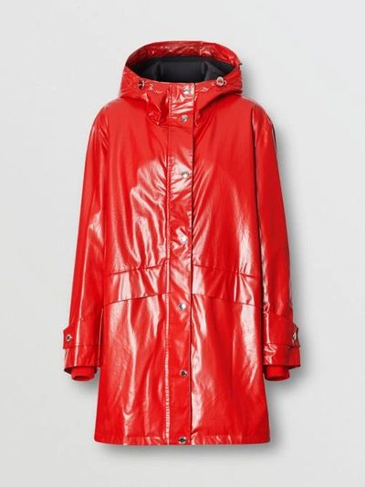 Shop Burberry Horseferry Print Coated Jersey Parka In Bright Red