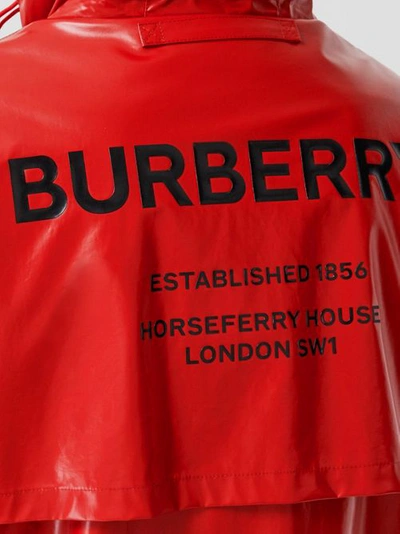 Shop Burberry Horseferry Print Coated Jersey Parka In Bright Red