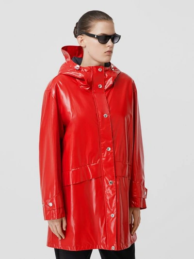 Shop Burberry Horseferry Print Coated Jersey Parka In Bright Red