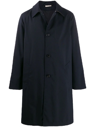 Shop Marni Straight Fit Coat In Blue