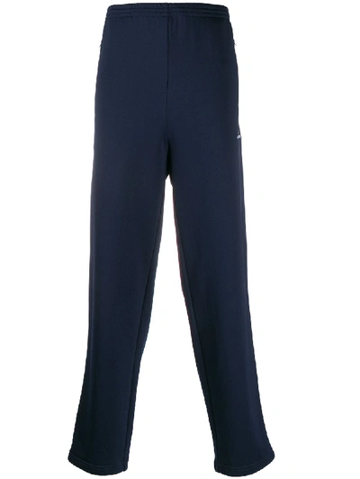 Shop Balenciaga Side-stripe Track Trousers In Blue