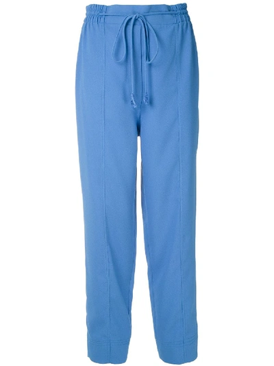 Shop Martha Medeiros Tie Waist Tapered Trousers In Blue