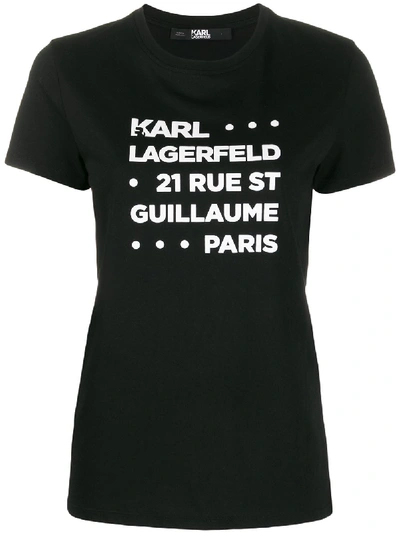 Shop Karl Lagerfeld Logo Address T-shirt In Black