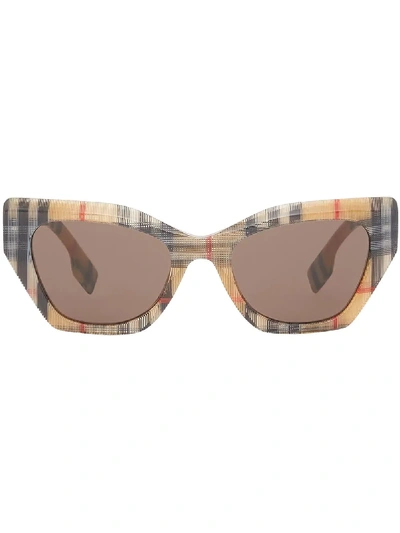 Shop Burberry Vintage Check Sunglasses In Neutrals