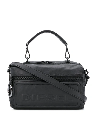 Shop Diesel Logo Embossed Camera Bag In Black
