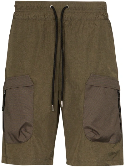 Shop John Elliott Contrast Pocket Cargo Shorts In Green