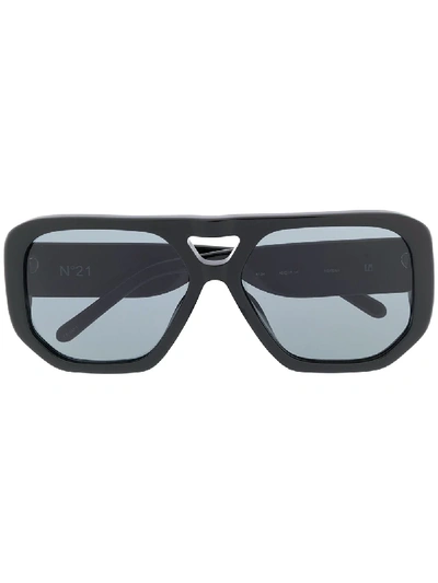 Shop N°21 Geometric Frames Sunglasses In Black