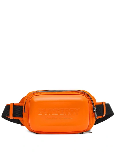 Shop Burberry Embossed Logo Belt Bag In Orange