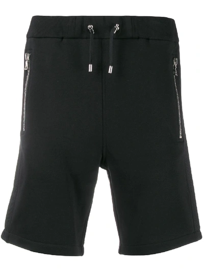 Shop Balmain Logo-embossed Track Shorts In Black