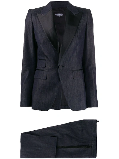 Shop Dsquared2 Contrast Collar Tailored Suit In Blue