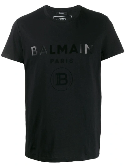 Shop Balmain Logo T-shirt In Black