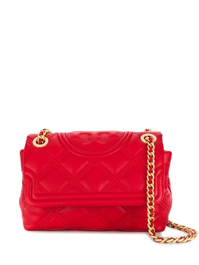 Shop Tory Burch Fleming Quilted Shoulder Bag In Red