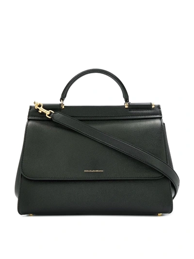 Shop Dolce & Gabbana Sicily Soft Black Medium Bag