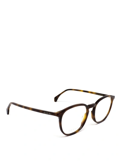 Shop Gucci Tortoise Acetate Eyeglasses In Brown
