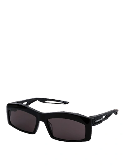 Shop Balenciaga Sporty Temples Sunglasses In Black