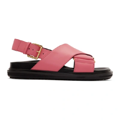 Shop Marni Pink And Black Fussbett Sandals In 00c53 Lipst