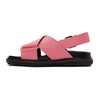 Shop Marni Pink And Black Fussbett Sandals In 00c53 Lipst