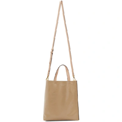 Shop Marni Beige And Red Musseo Soft Tote In Z2g16 Cemen