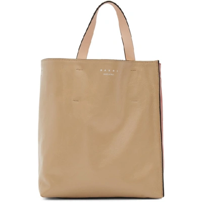 Shop Marni Beige And Red Musseo Soft Tote In Z2g16 Cemen