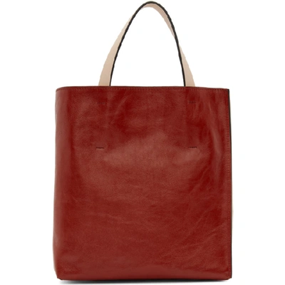 Shop Marni Beige And Red Musseo Soft Tote In Z2g16 Cemen