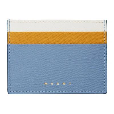 Shop Marni Blue And Yellow Colorblock Card Holder In Z271u Natur