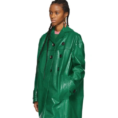 Shop Marni Green Croc Duster Coat In 00v72 Jade