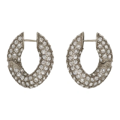 Shop Balenciaga Silver Crystal Loop Earrings In 7155 Crysta