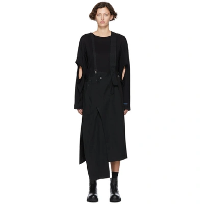 Shop Regulation Yohji Yamamoto Black Denim Suspender Skirt In 1 Black