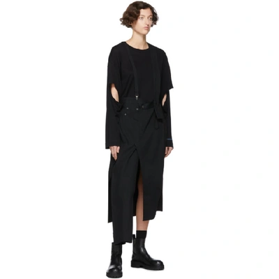 Shop Regulation Yohji Yamamoto Black Denim Suspender Skirt In 1 Black