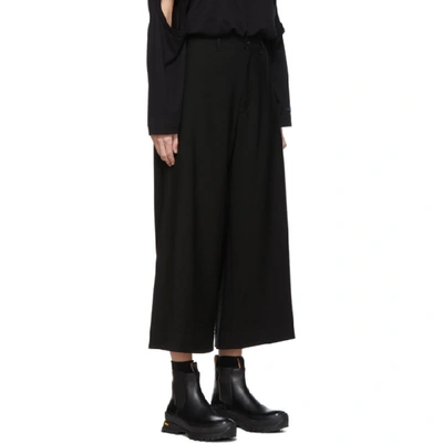 Shop Regulation Yohji Yamamoto Black Wool R-waist Tub Trousers In 1 Black