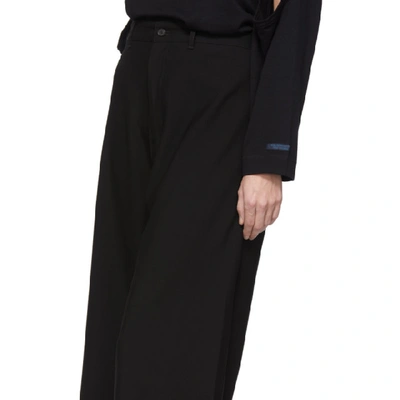 Shop Regulation Yohji Yamamoto Black Wool R-waist Tub Trousers In 1 Black