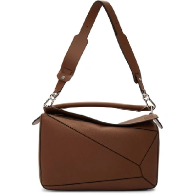 Shop Loewe Brown Large Puzzle Bag In 3200 Cognac