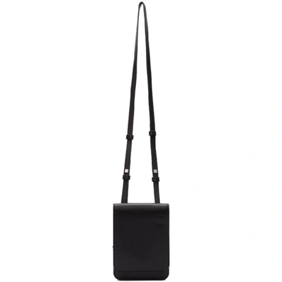 Shop Loewe Black Gusset Flat Crossbody Bag In 1100 Black