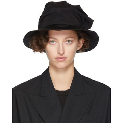 Shop Y's Ys Black Frill Cloche Hat In 3 Black