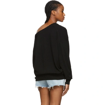 Shop Alexander Wang Black Wool Asymmetrical V-neck Sweater In 001 Black