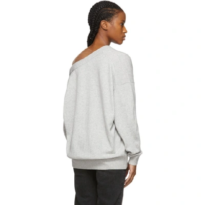 Shop Alexander Wang Grey Wool Asymmetrical V-neck Sweater In 030 Heather