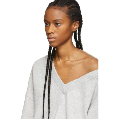 Shop Alexander Wang Grey Wool Asymmetrical V-neck Sweater In 030 Heather