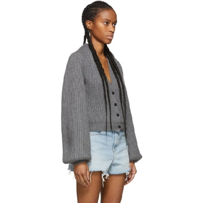 Shop Alexander Wang Grey Wool Draped Neck Cardigan In Heather Grey