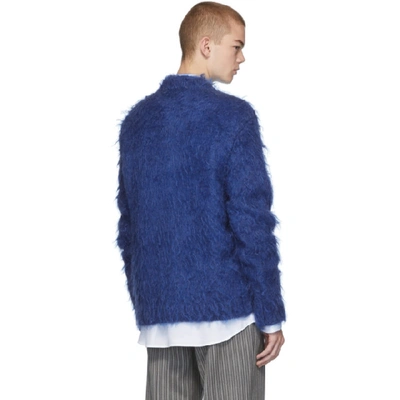 Shop Marni Blue Mohair Brushed Finish Sweater In 00b57 Blue