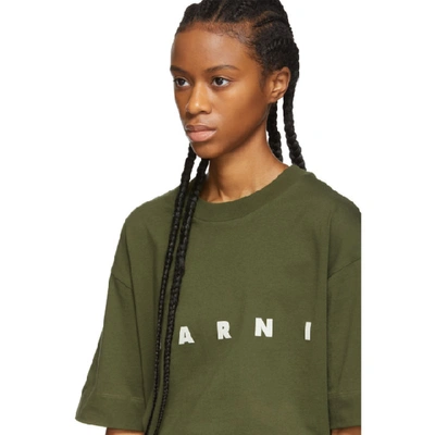 Shop Marni Green Logo T-shirt In Lov69 Army