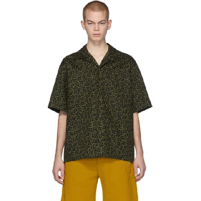 Shop Marni Green And Black Camo Cells Shirt In Cav69 Green